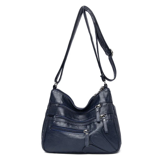 Velira Multi-Pocket Soft Leather Crossbody - Classic Designer Shoulder Bag for Women