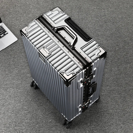 Durable Aluminum Frame Travel Suitcase - 20/26/28/30 Inch Wheeled Luggage with Password Lock & Large Capacity