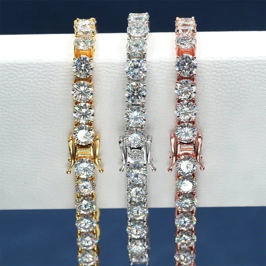 Moissanite Tennis Bracelet - Original 925 Sterling Silver Diamond Chain for Women & Men