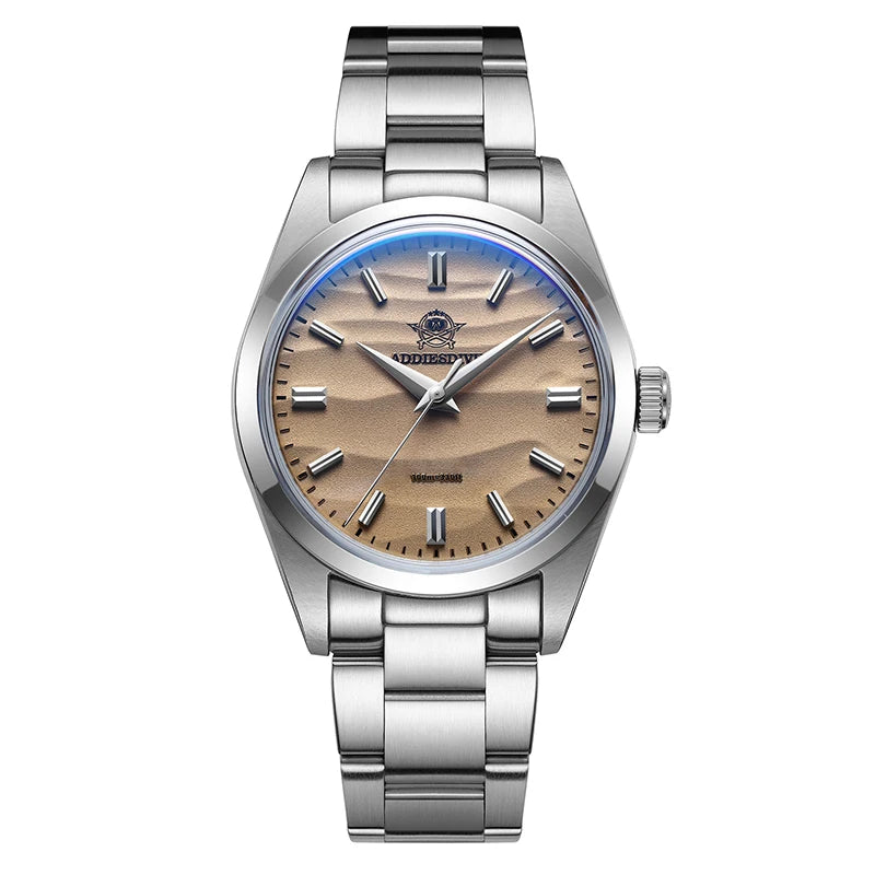 Men’s Stainless Steel Quartz Watch - 100M Waterproof, 3D Sand Dial Dress Timepiece