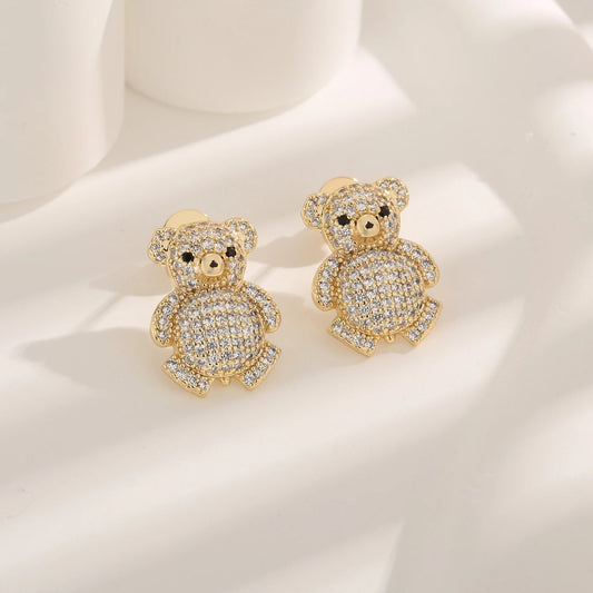 Light Luxury Colorful Bear Earrings - Fashionable, Elegant & Playful Jewelry for Women