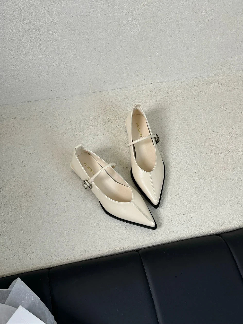 Women’s Pointed Toe Loafers - Casual Slip-On Mules with Belt Buckle, Low Flat Heels