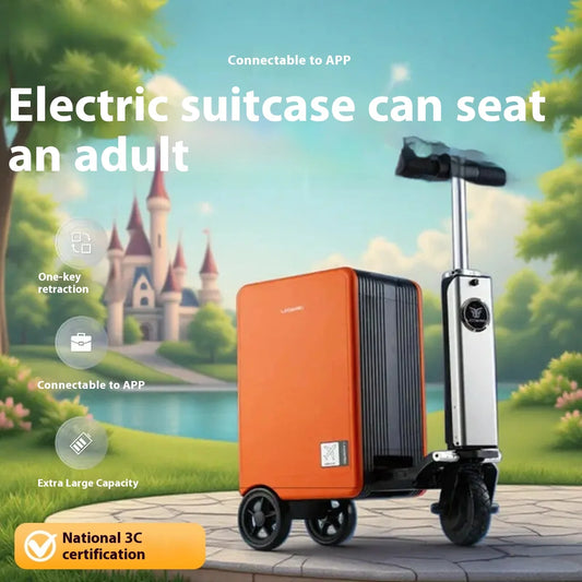 Smart Electric Ride-On Suitcase | Carry-On Travel Trolley for Adults & Kids | Rideable Boarding Luggage with Handle
