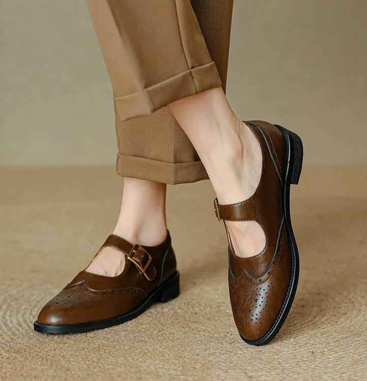 Women’s Genuine Leather Oxford Flats - Vintage Brogues & Casual Sneakers