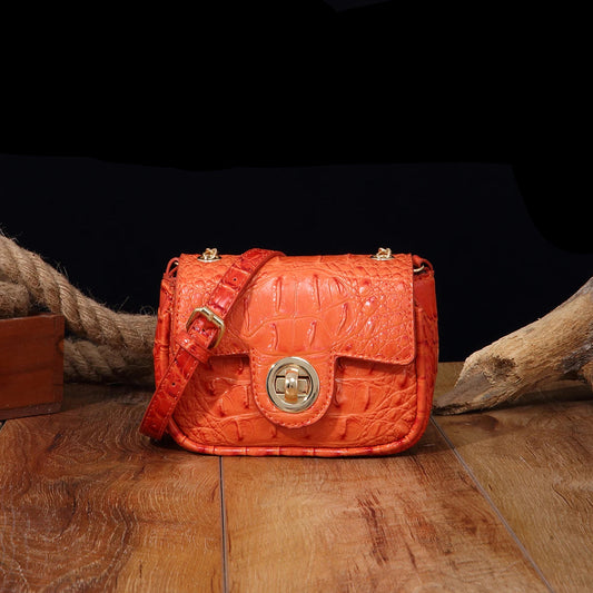 Mini Croco Flip Crossbody - Colorful Lipstick Shoulder Bag with Twist Lock