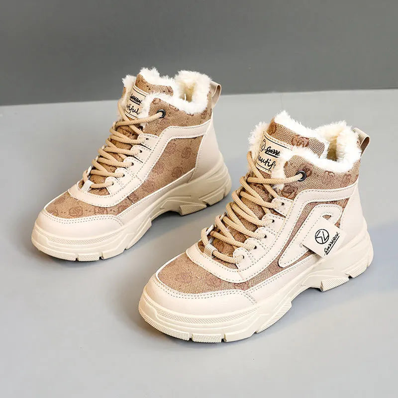 Winter Thick-Soled Women’s Sneakers - Warm Velvet-Lined Platform Shoes