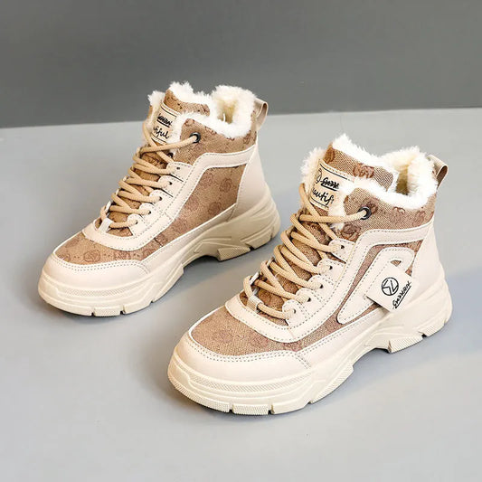 Winter Thick-Soled Women’s Sneakers - Warm Velvet-Lined Platform Shoes