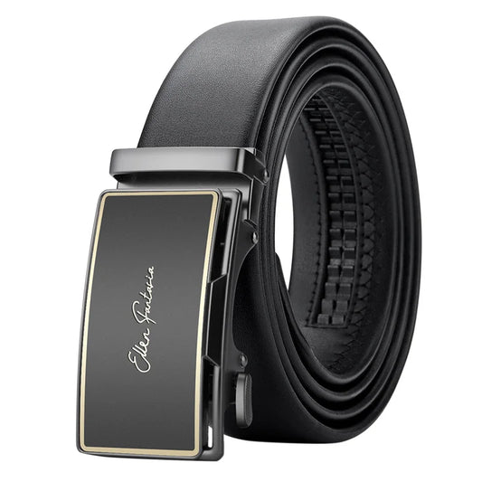 Men’s Genuine Leather Belt - Automatic Alloy Buckle Ratchet Designer Strap