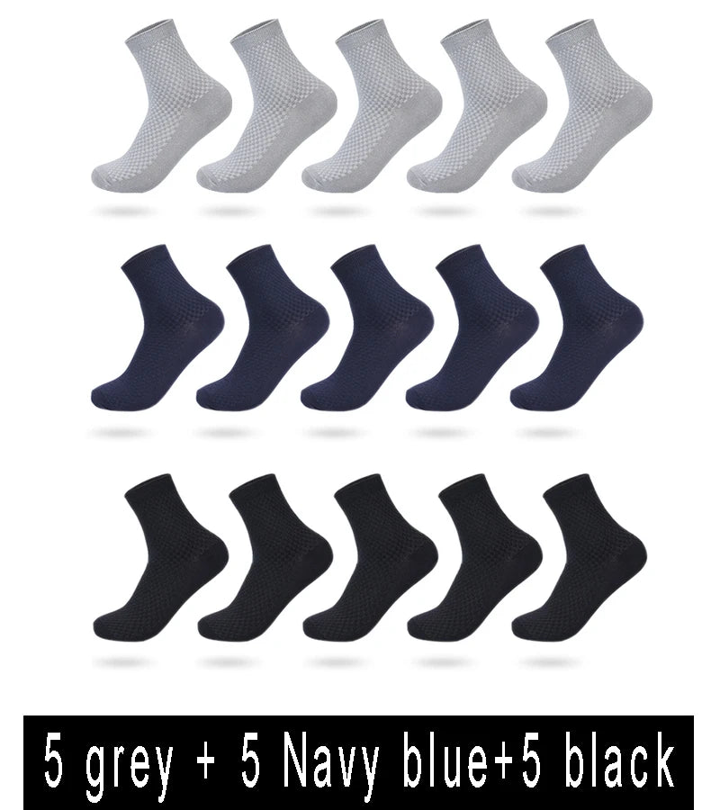 Men’s Business Casual Socks - 5/10/15 Pairs, Mid-Calf Compression Dress Socks for Spring & Autumn
