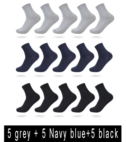 Men’s Business Casual Socks - 5/10/15 Pairs, Mid-Calf Compression Dress Socks for Spring & Autumn