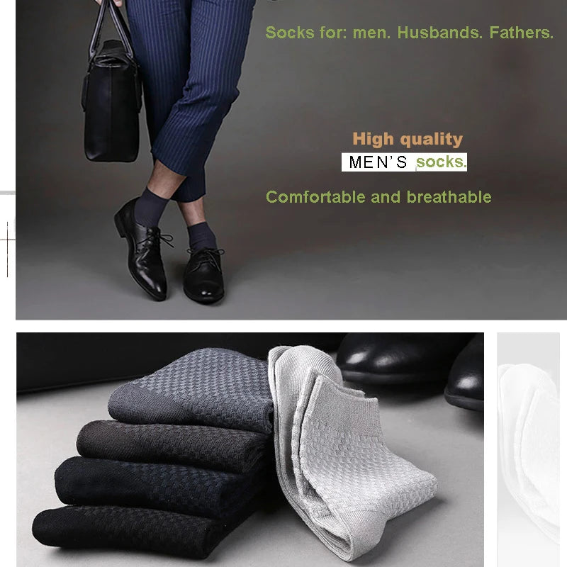 Men’s Business Casual Socks - 5/10/15 Pairs, Mid-Calf Compression Dress Socks for Spring & Autumn