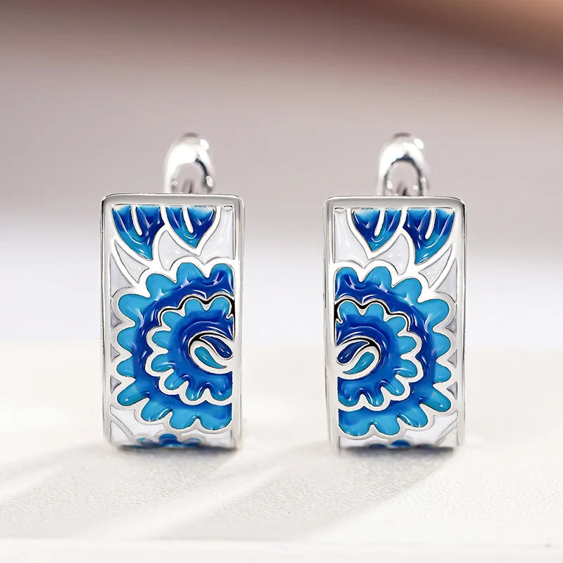 Elegant Handmade Enamel Earrings - Artistic Oil Drip Design, Minimalist Luxury Jewelry for Women