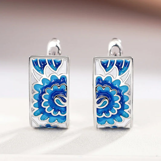 Elegant Handmade Enamel Earrings - Artistic Oil Drip Design, Minimalist Luxury Jewelry for Women