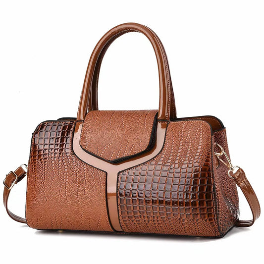 Retro Chic Croco Shoulder Tote - Minimalist Large Capacity Handbag for Women