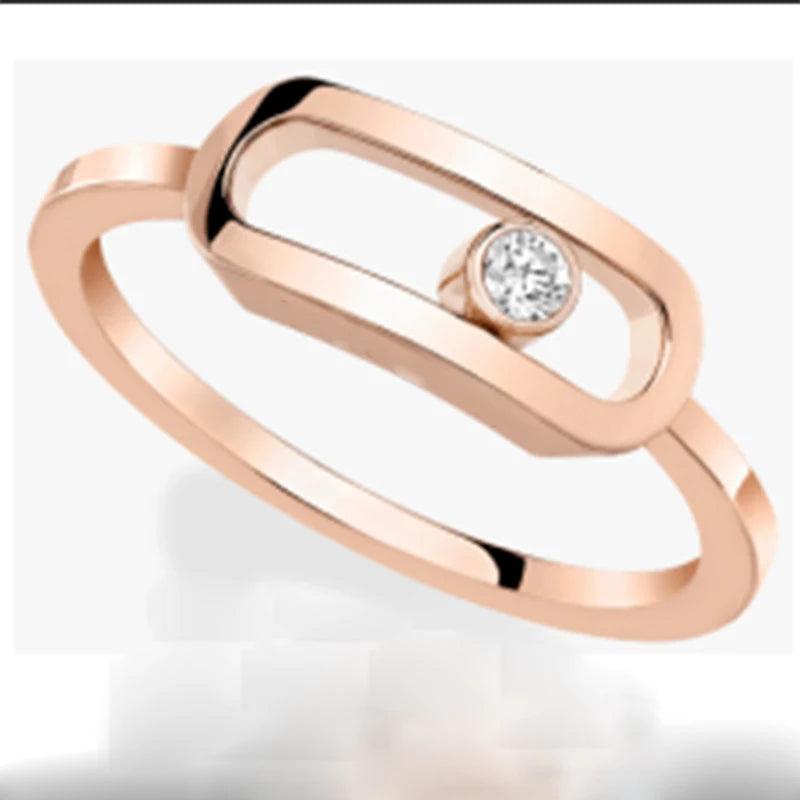 Exquisite Single Diamond Sliding Ring - 925 Sterling Silver Luxury Jewelry