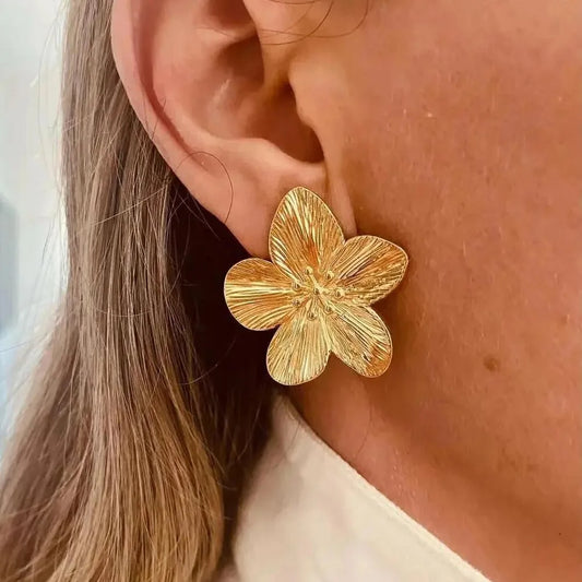 2PC Women’s Stainless Steel Flower Earrings - Trendy Fashion Jewelry for Festivals, Parties & Travel