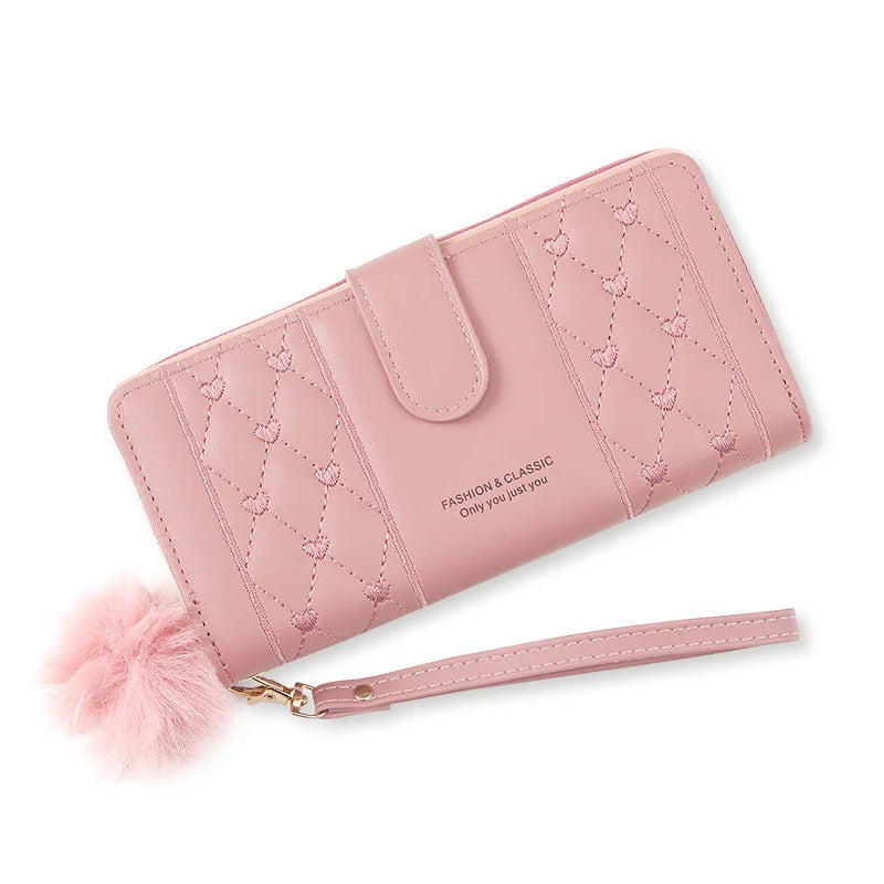 Women's Long PU Leather Wallet - Large Capacity Card Holder & Zipper Coin Purse with Phone Compartment and Wristlet