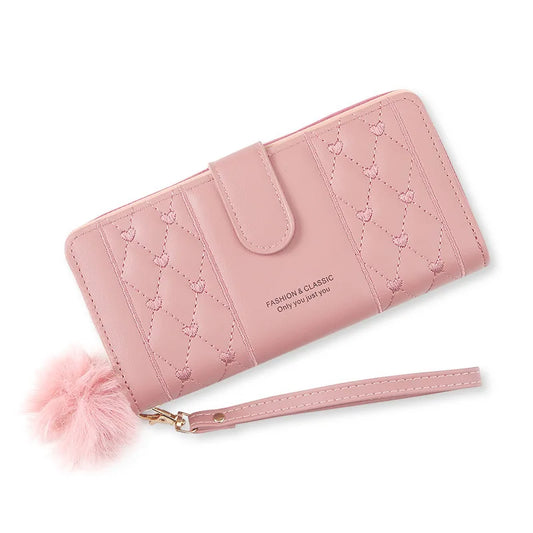 Women's Long PU Leather Wallet - Large Capacity Card Holder & Zipper Coin Purse with Phone Compartment and Wristlet