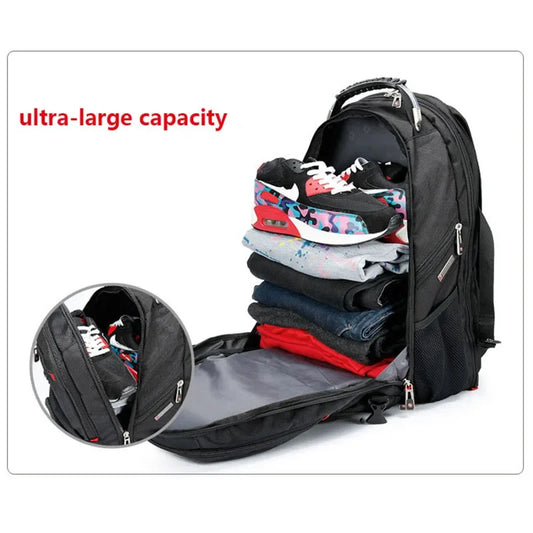 Swiss Multifunctional 17-Inch Laptop Backpack - Water-Resistant Travel & College Bag with USB Charging