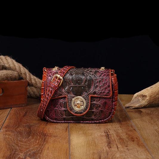 Mini Croco Flip Crossbody - Colorful Lipstick Shoulder Bag with Twist Lock