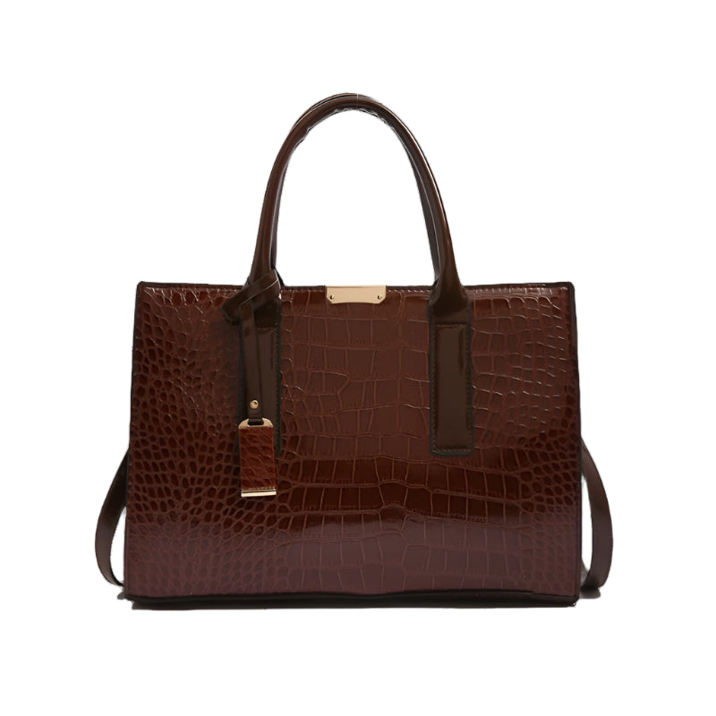 CrocLuxe Essential Tote - Elegant Large Capacity Work & Travel Handbag for Women