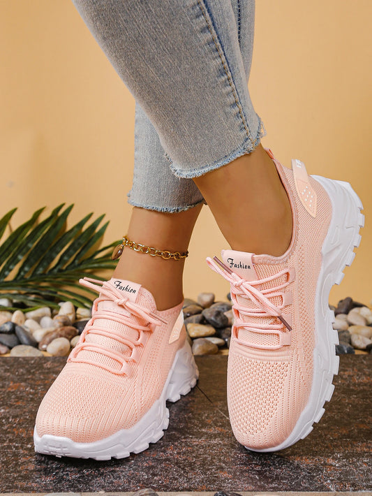 Women’s Mesh Casual Sneakers - Breathable Lace-Up Soft-Soled Sports Shoes