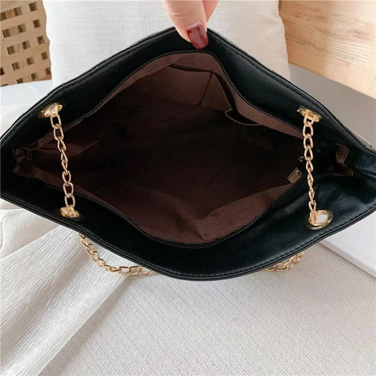 PU Leather Chain Shoulder Bag - Stylish Large-Capacity Handbag & Crossbody for Women