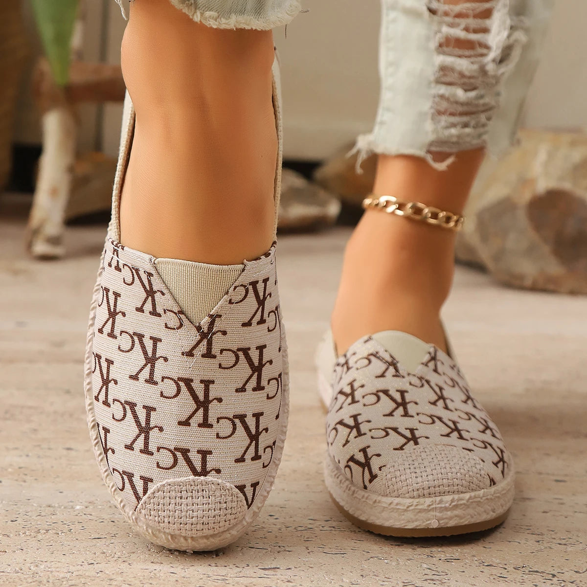 Letter Fisherman Loafers - Knitted Graffiti Sneakers, Casual Breathable Plaid Shoes for Women