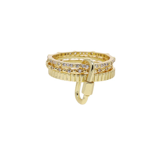 Personalized Water Drop Tassel Link Chain Ring - Gold Color Bling Zirconia Evening Jewelry