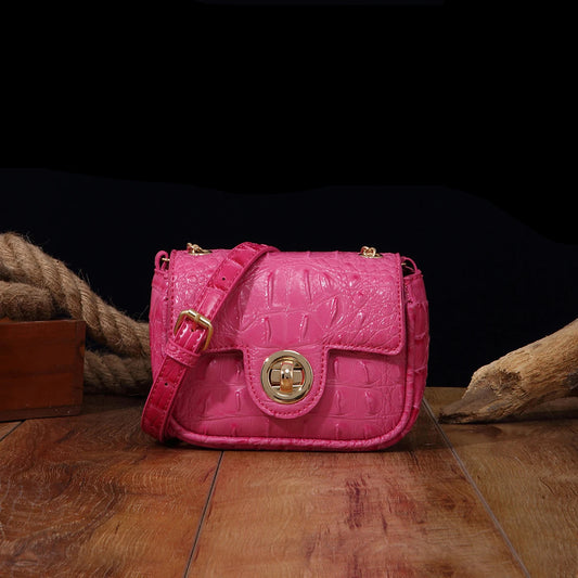 Mini Croco Flip Crossbody - Colorful Lipstick Shoulder Bag with Twist Lock
