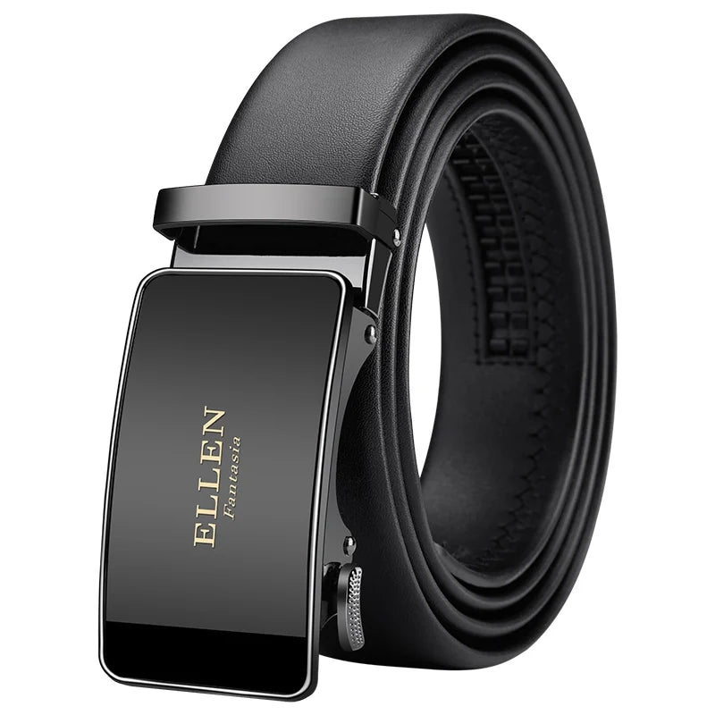 Men’s Genuine Leather Belt - Automatic Alloy Buckle Ratchet Designer Strap
