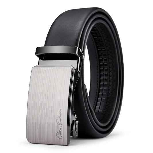 Men’s Genuine Leather Belt - Automatic Alloy Buckle Ratchet Designer Strap