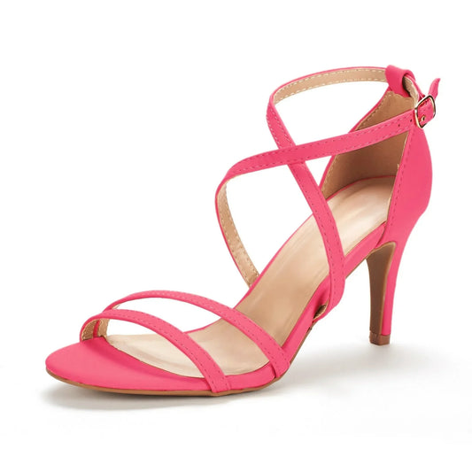 Large Size Women’s High Heel Sandals - 8cm Stiletto Pumps with Open Toe & Ankle Strap – Party, Wedding & Evening Shoes