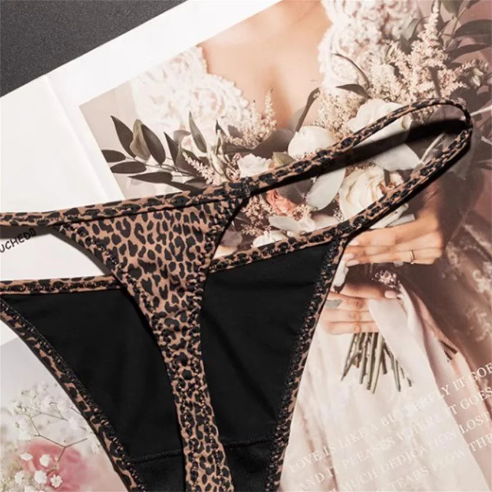 High-Slit Leopard Print Thong - Sexy Ice Silk Seamless One-Piece Underwear for Women, Fitness & Plus Size G-String