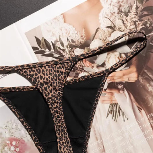 High-Slit Leopard Print Thong - Sexy Ice Silk Seamless One-Piece Underwear for Women, Fitness & Plus Size G-String