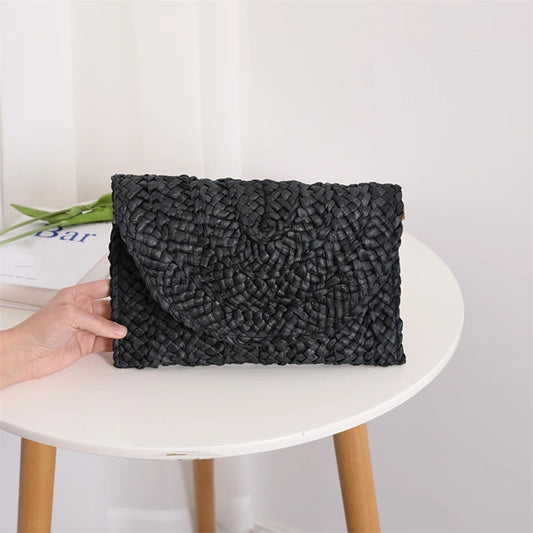 Soléa Straw Weave Clutch - Summer Casual Vacation Purse for Women