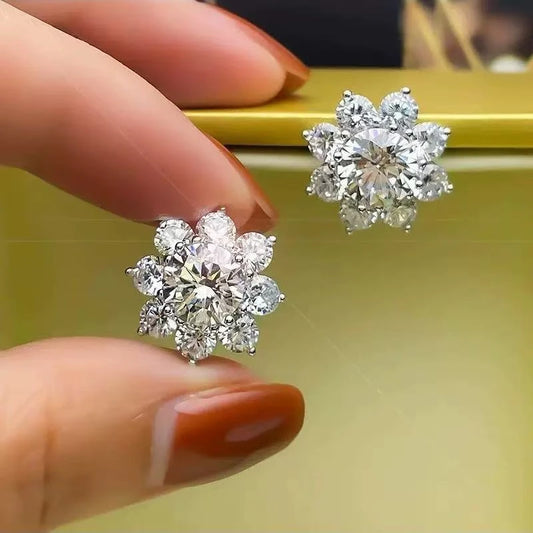 One Carat Moissanite Earrings - 925 Sterling Silver Elegant Sparkling Jewelry for Women