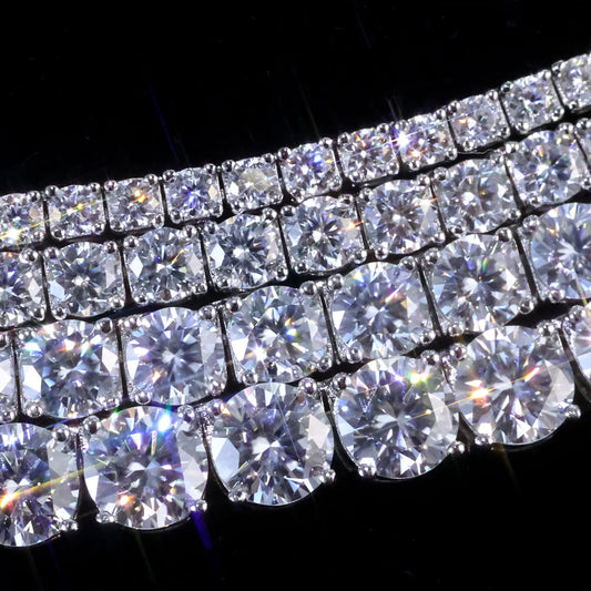 Iced Tennis Bracelet - 925 Sterling Silver Bling Chain for Men & Women, VVS Clarity Stones (2–6MM)
