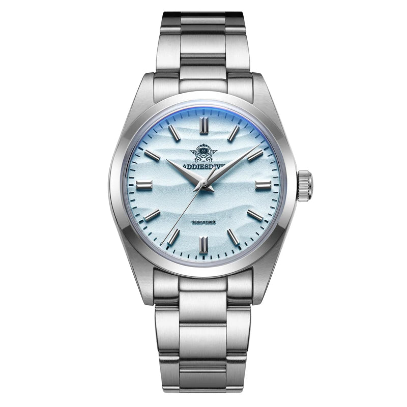 Men’s Stainless Steel Quartz Watch - 100M Waterproof, 3D Sand Dial Dress Timepiece