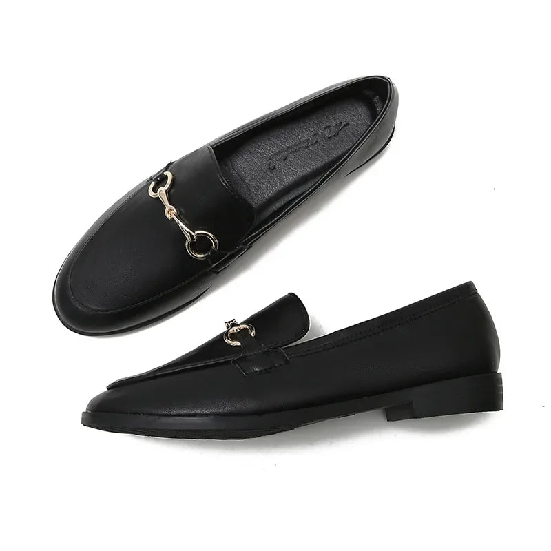 Women’s Vintage Oxford Loafers – British-Style Leather Flats, Comfortable Casual Shoes