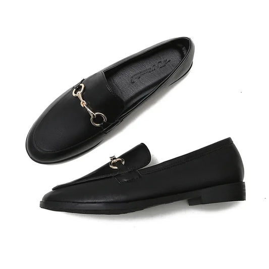 Women’s Vintage Oxford Loafers – British-Style Leather Flats, Comfortable Casual Shoes