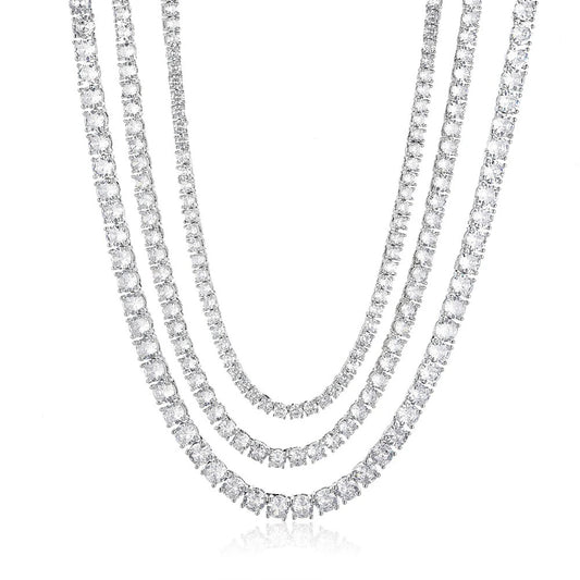 3mm / 4mm / 5mm Moissanite Tennis Necklace - 925 Sterling Silver Lab Diamond Chain for Men & Women, Luxury Fine Jewelry