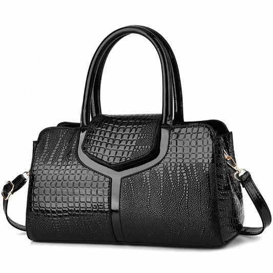 Retro Chic Croco Shoulder Tote - Minimalist Large Capacity Handbag for Women
