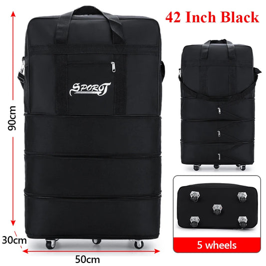 Expandable Foldable Trolley Luggage - 27/32/42 Inch Travel Bag with Wheels for Men & Women, Versatile Weekend Suitcase