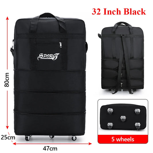 Expandable Foldable Trolley Luggage - 27/32/42 Inch Travel Bag with Wheels for Men & Women, Versatile Weekend Suitcase