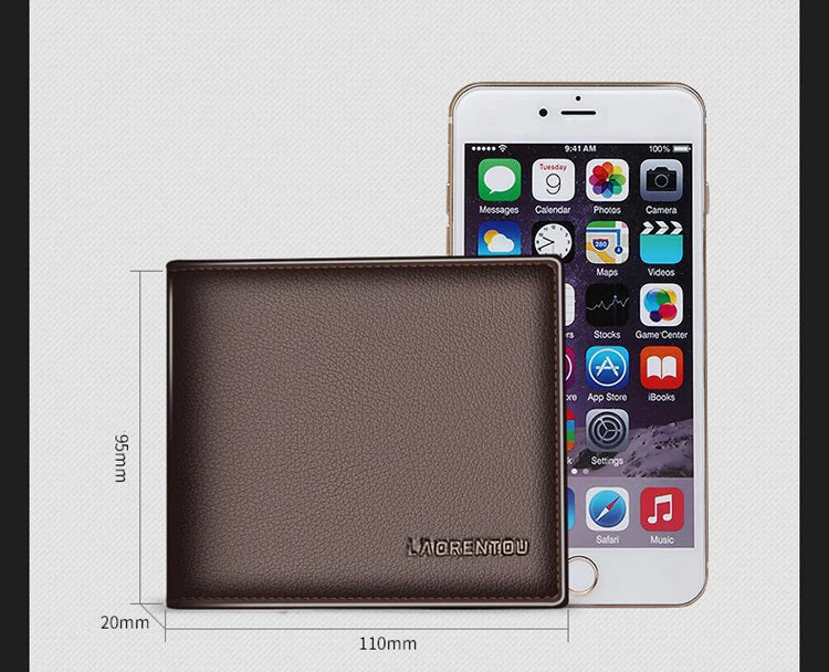 Laorentou Men’s Genuine Leather Short Wallet | Zipper Card Holder & A Perfect Gift