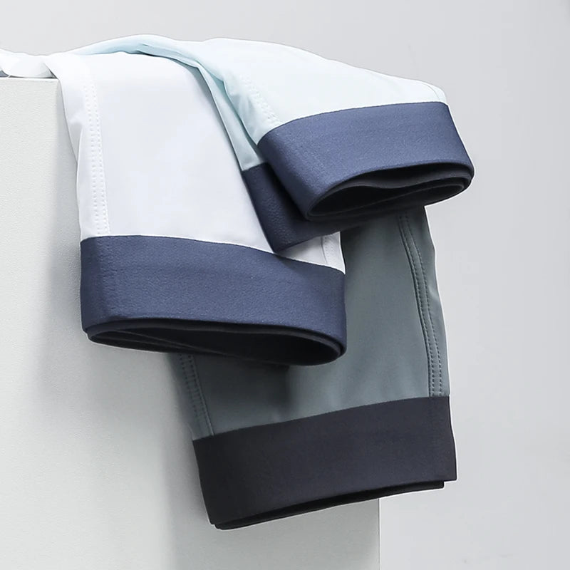 Men’s Seamless Ice Thread Boxer Briefs - 3 Pairs, Breathable Four-Corner Shorts, Thin & Trendy