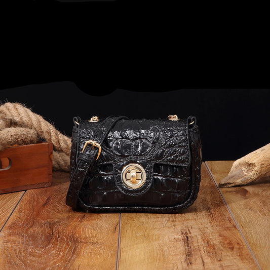 Mini Croco Flip Crossbody - Colorful Lipstick Shoulder Bag with Twist Lock