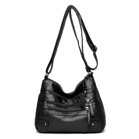 Velira Multi-Pocket Soft Leather Crossbody - Classic Designer Shoulder Bag for Women