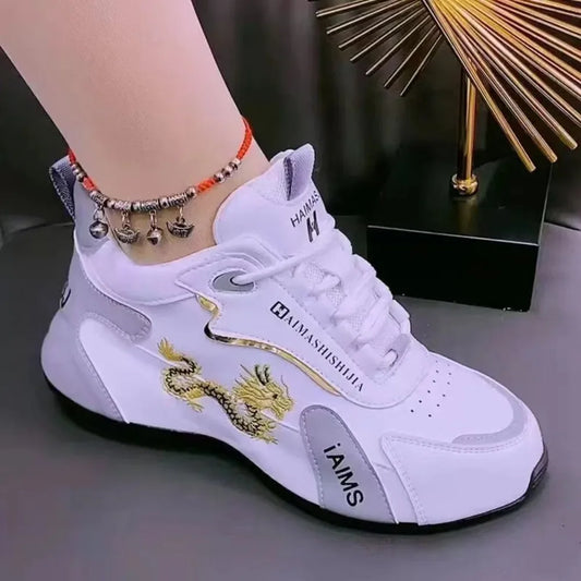 Designer Summer Leather Sneakers - Lightweight Waterproof Casual Sports Shoes for Women